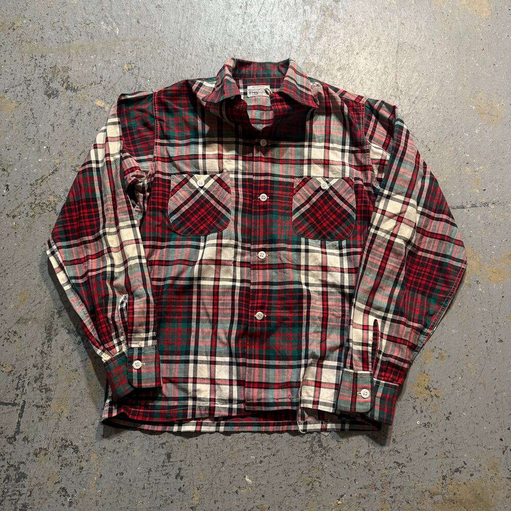 50’s Sanforized Loop Collar Square Dance Shirt By Kaynee Patchwork Plaid Sz 16